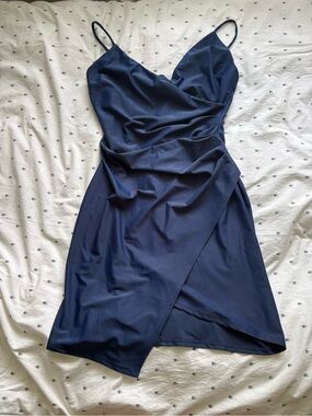 Formal navy asymmetrical minidress